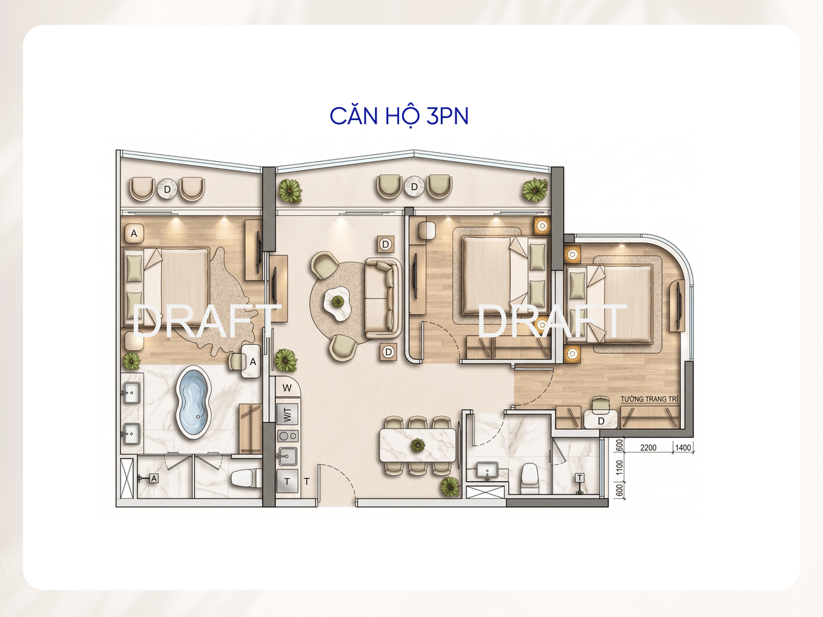 Layout thiết kế căn 3PN